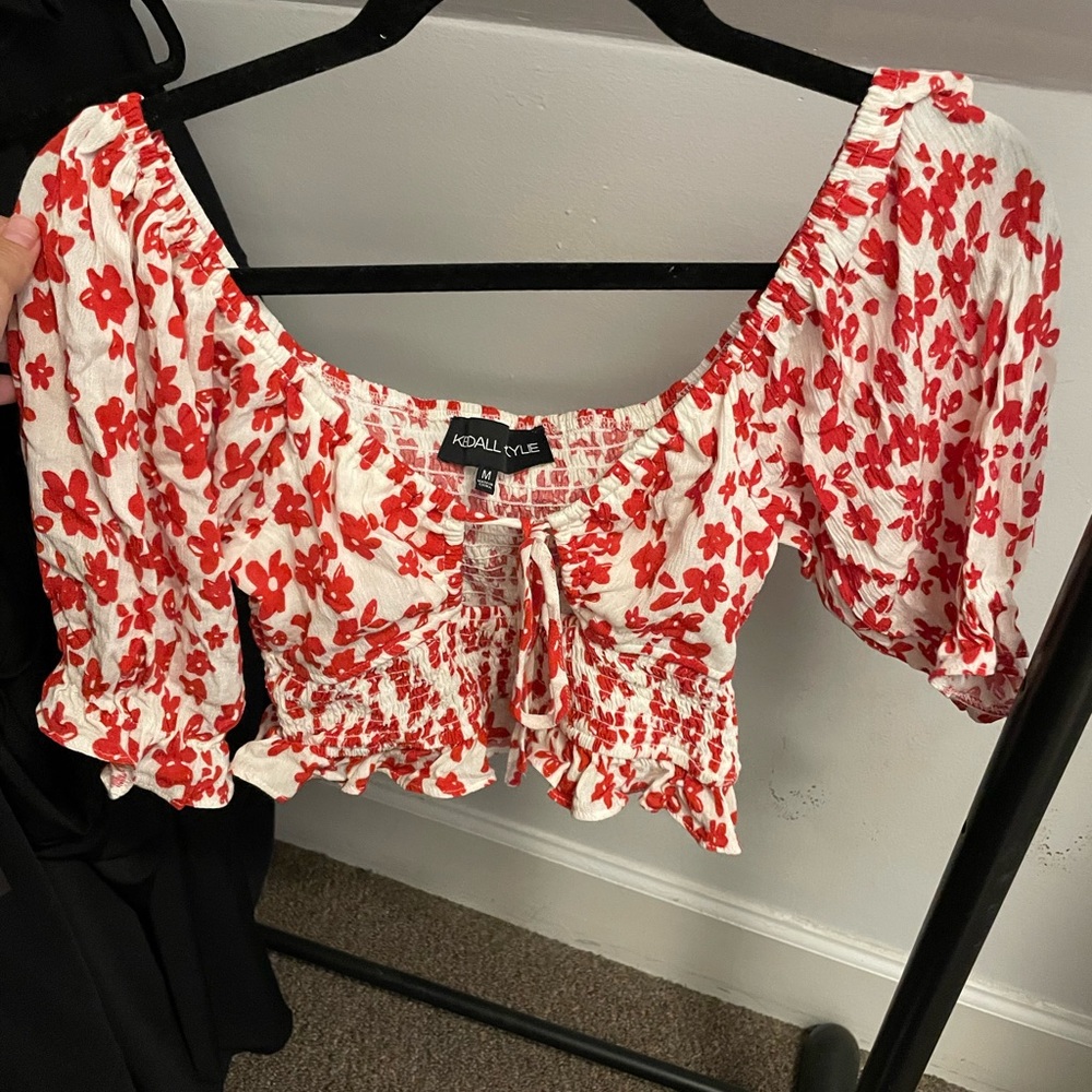 Red and white cut out Kendall and Kylie top